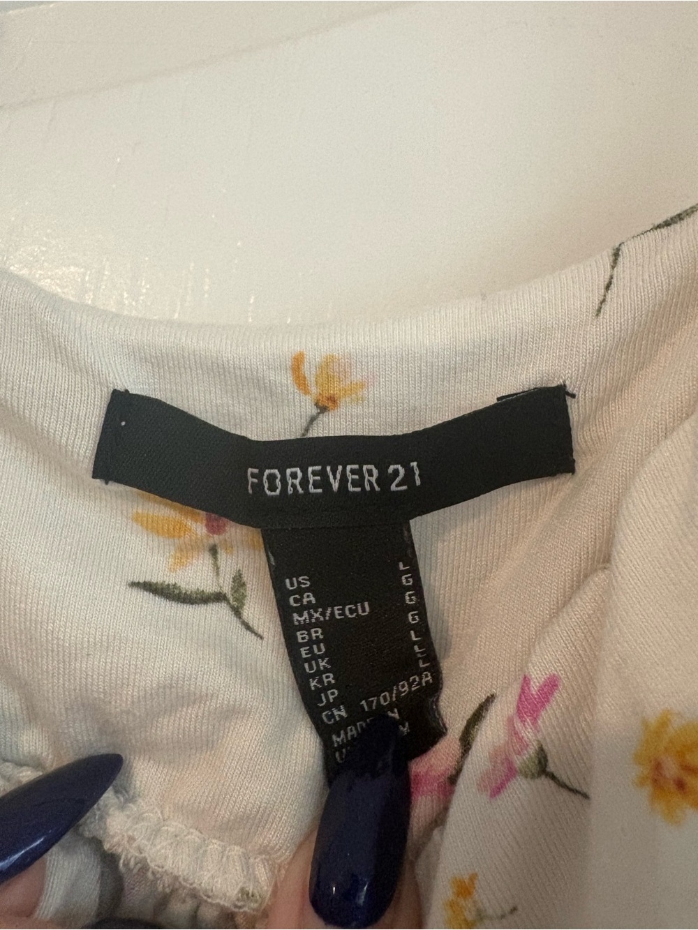 Forever 21 White Floral Smocked Cami with Pink & Yellow Flowers - Picture 3 of 3